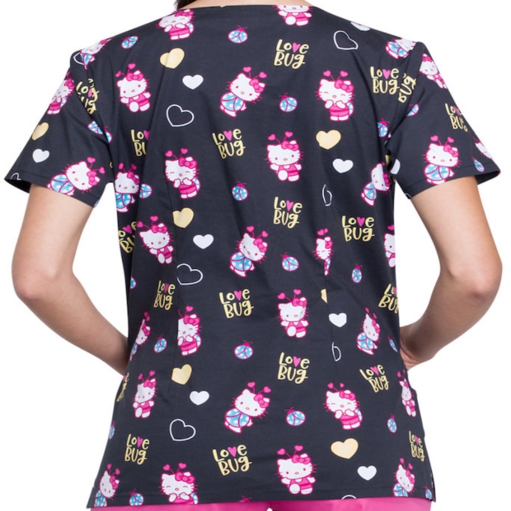 Hello Kitty Cute Ladybug Scrub Top Sz XS NWT - Picture 2 of 3